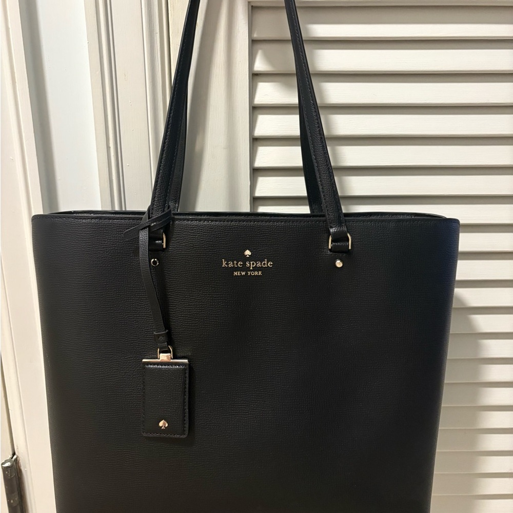 SOLD - Kate Spade Black Leather Tote great for office or travel - Like New!